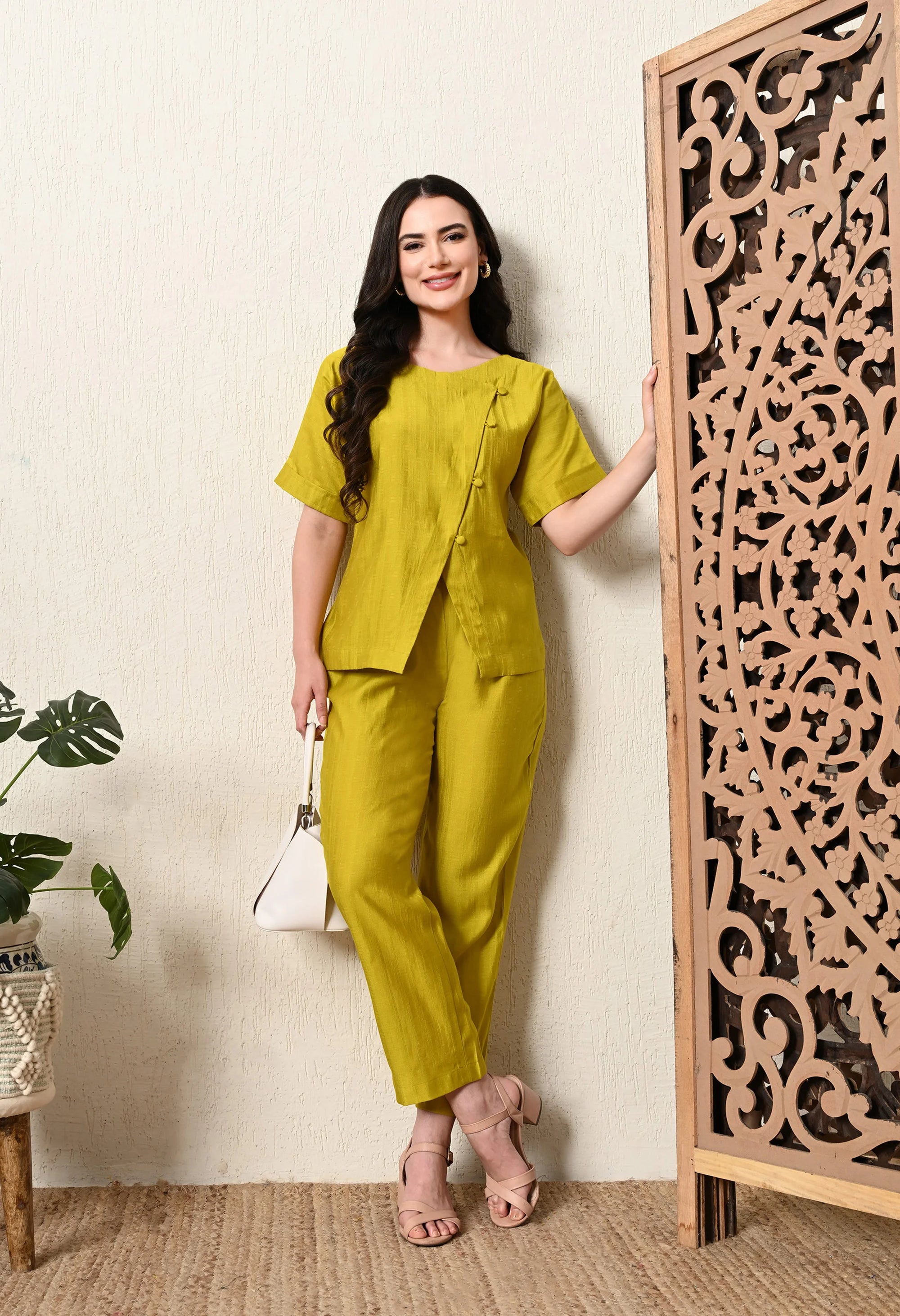 Lime Green Coord Set_1_Trisukh Clothing 