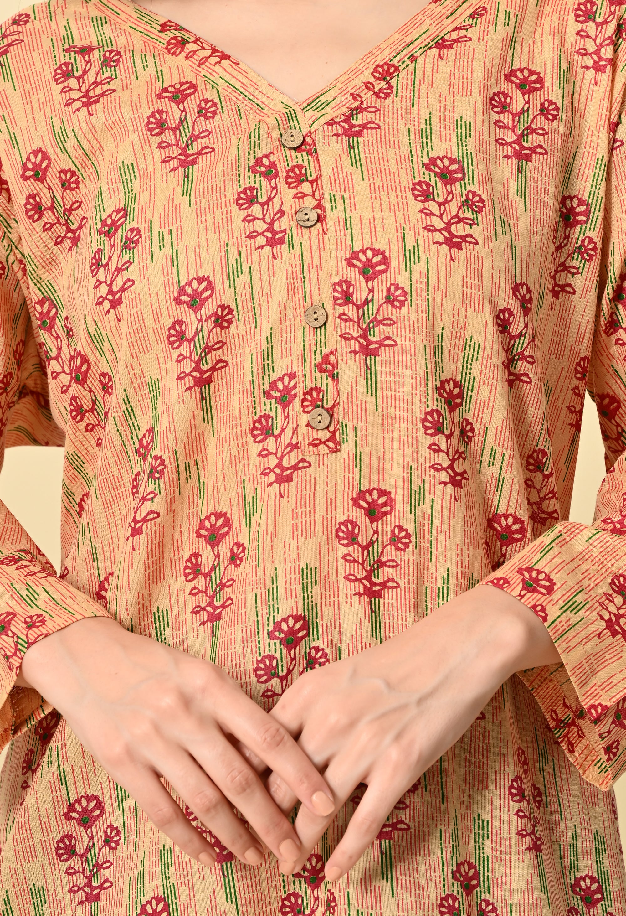 Peach Printed Short Kurti_6_Trisukh Clothing