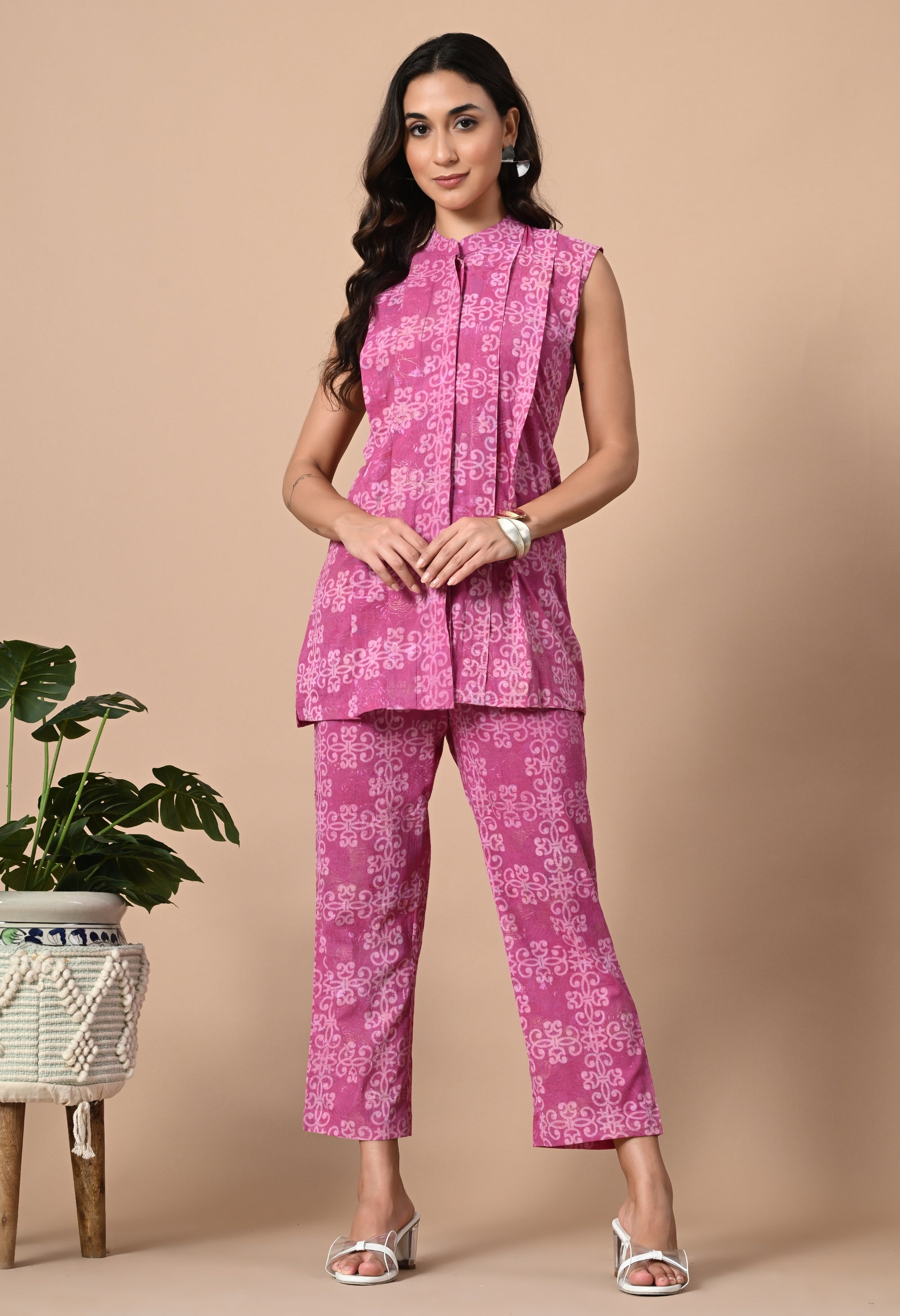 Pink Pleated Kurta Coord_1_Trisukh Clothing 