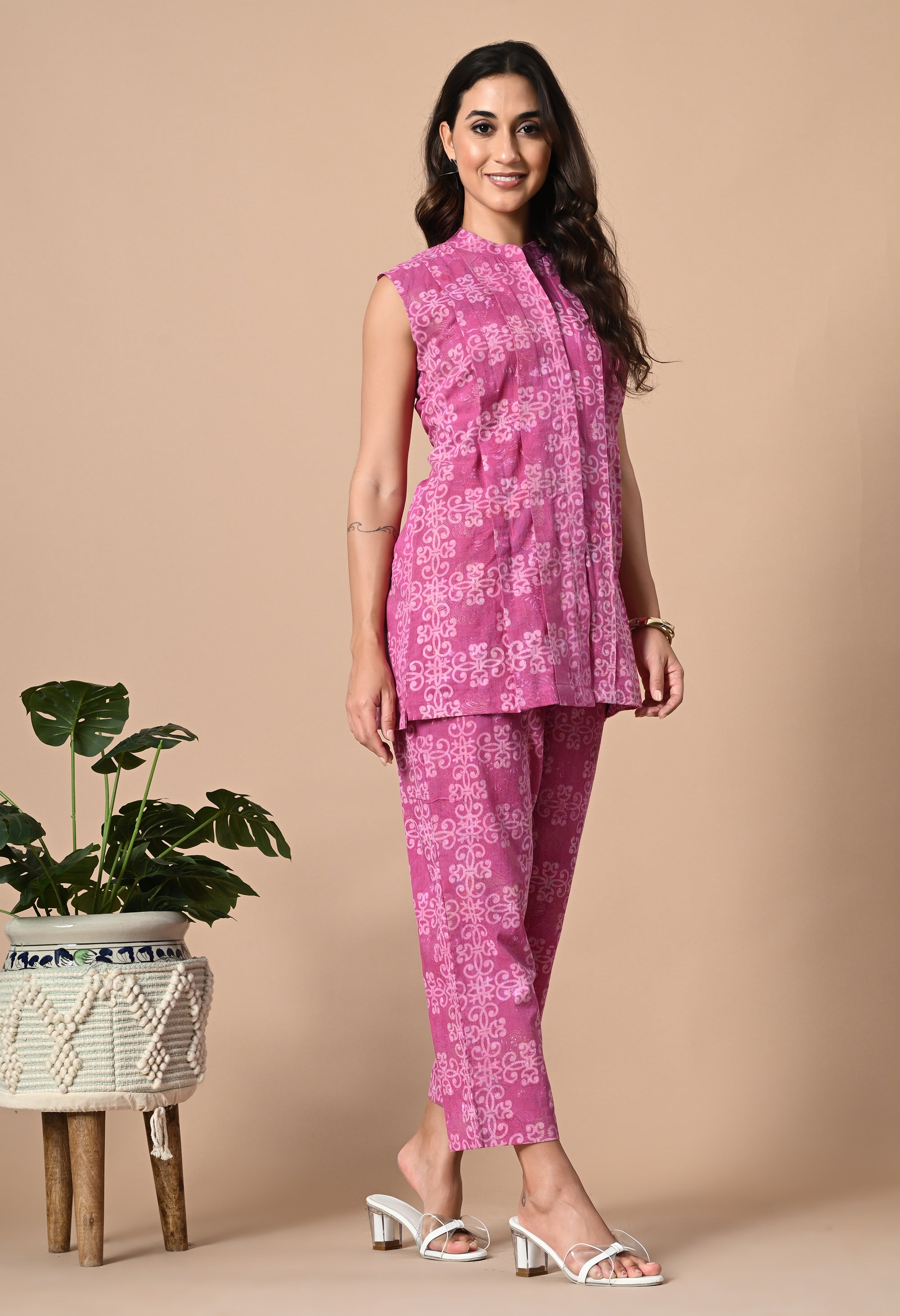 Pink Pleated Kurta Coord_2_Trisukh Clothing 