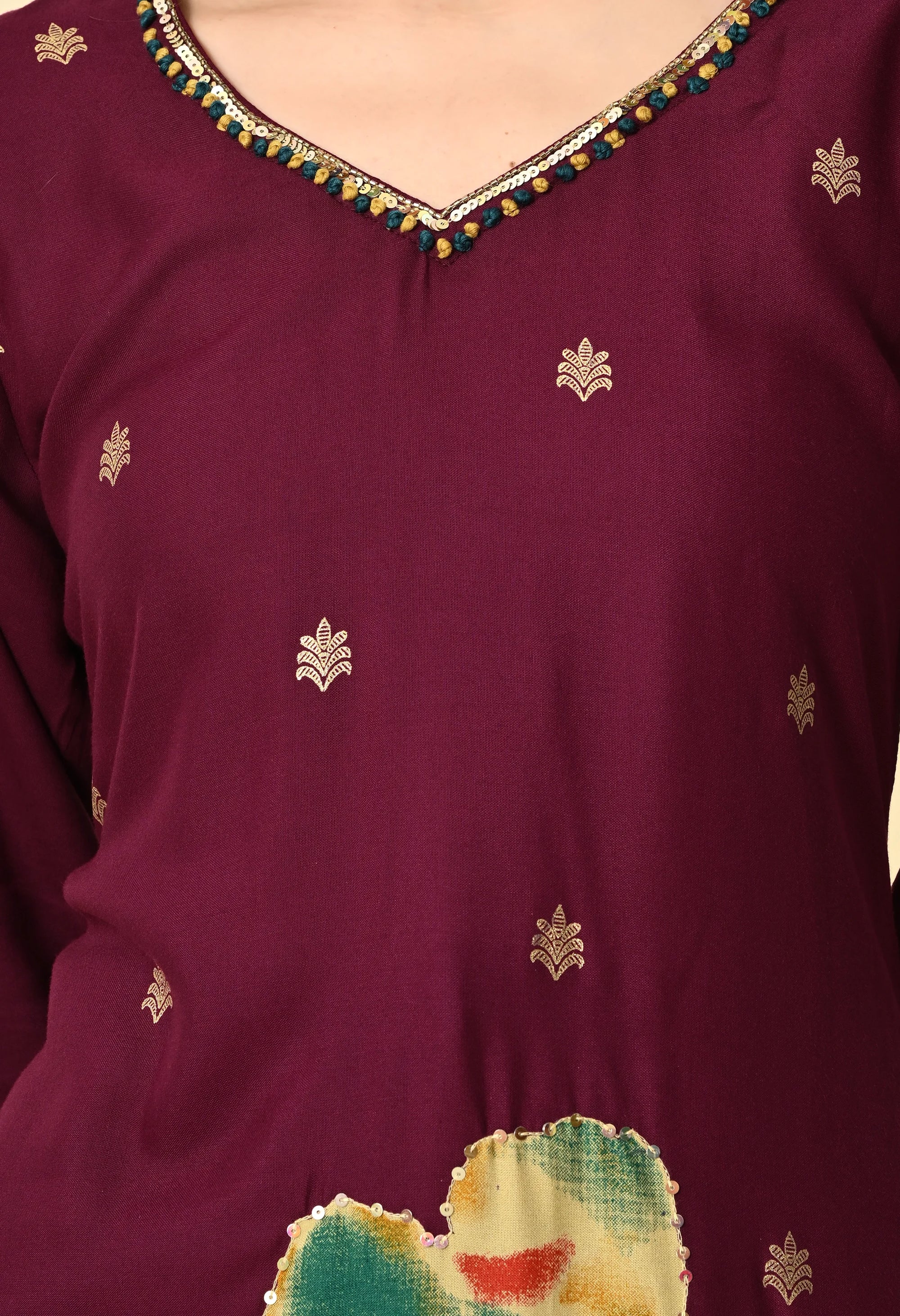 Purple Straight Cotton Kurta Set_6_Trisukh Clothing 