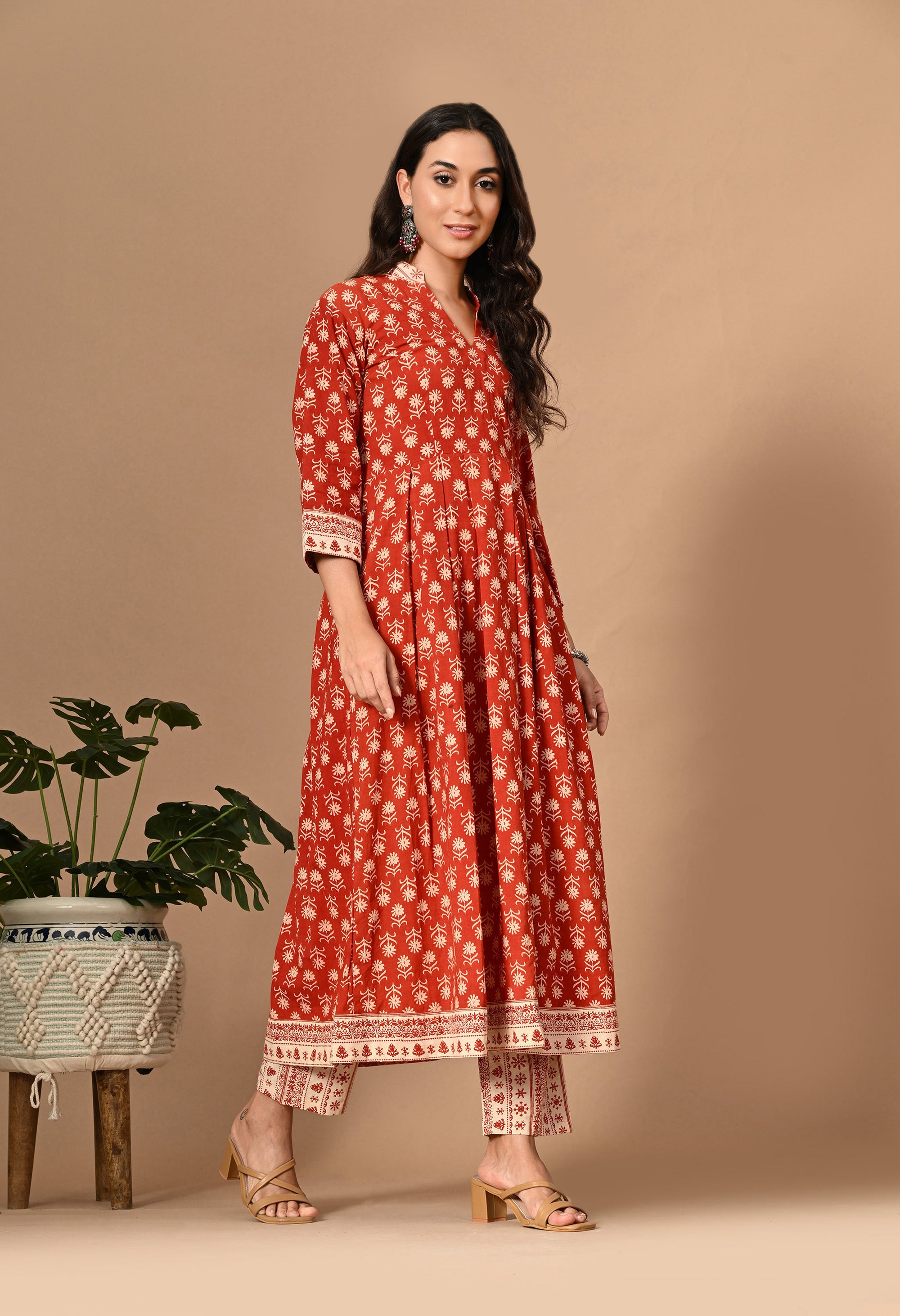Red Anarkali Kurta Set_2_Trisukh Clothing