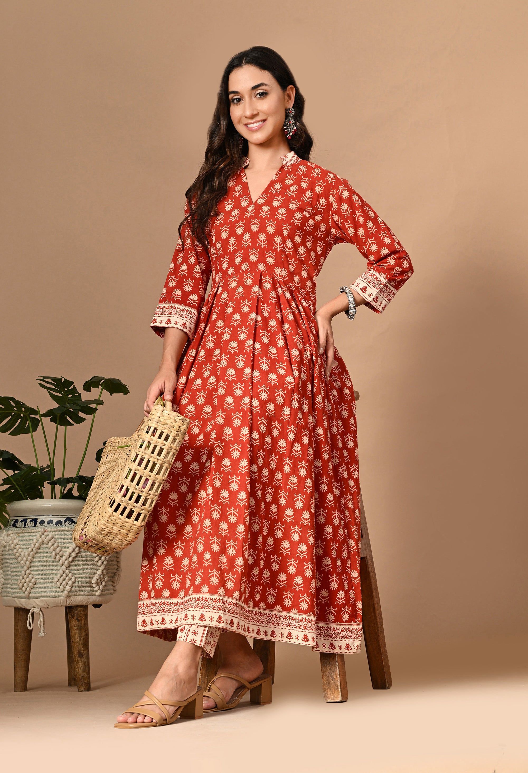 Red Anarkali Kurta Set_5_Trisukh Clothing