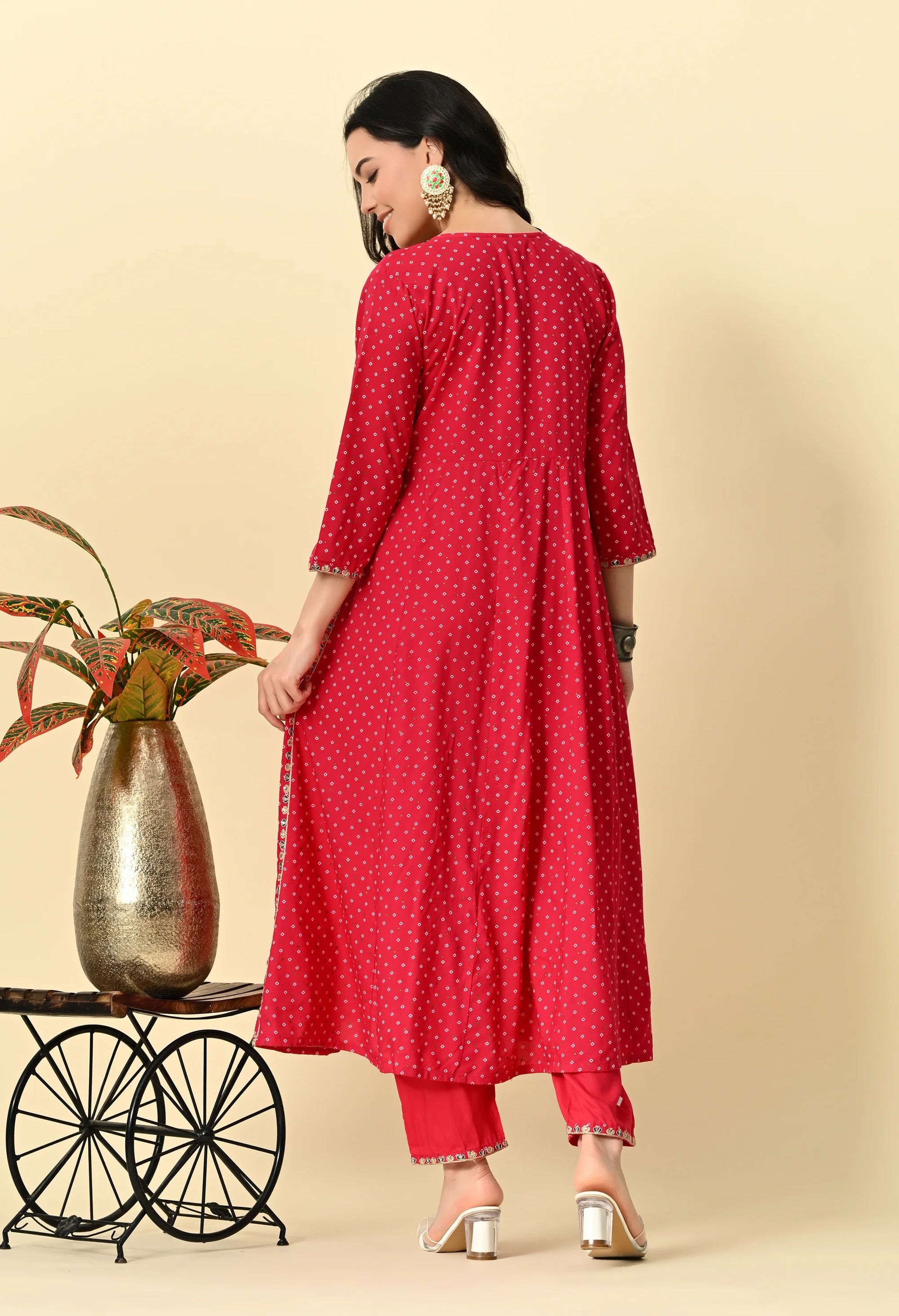 Red Anarkali Kurta Set_5_Trisukh Clothing 