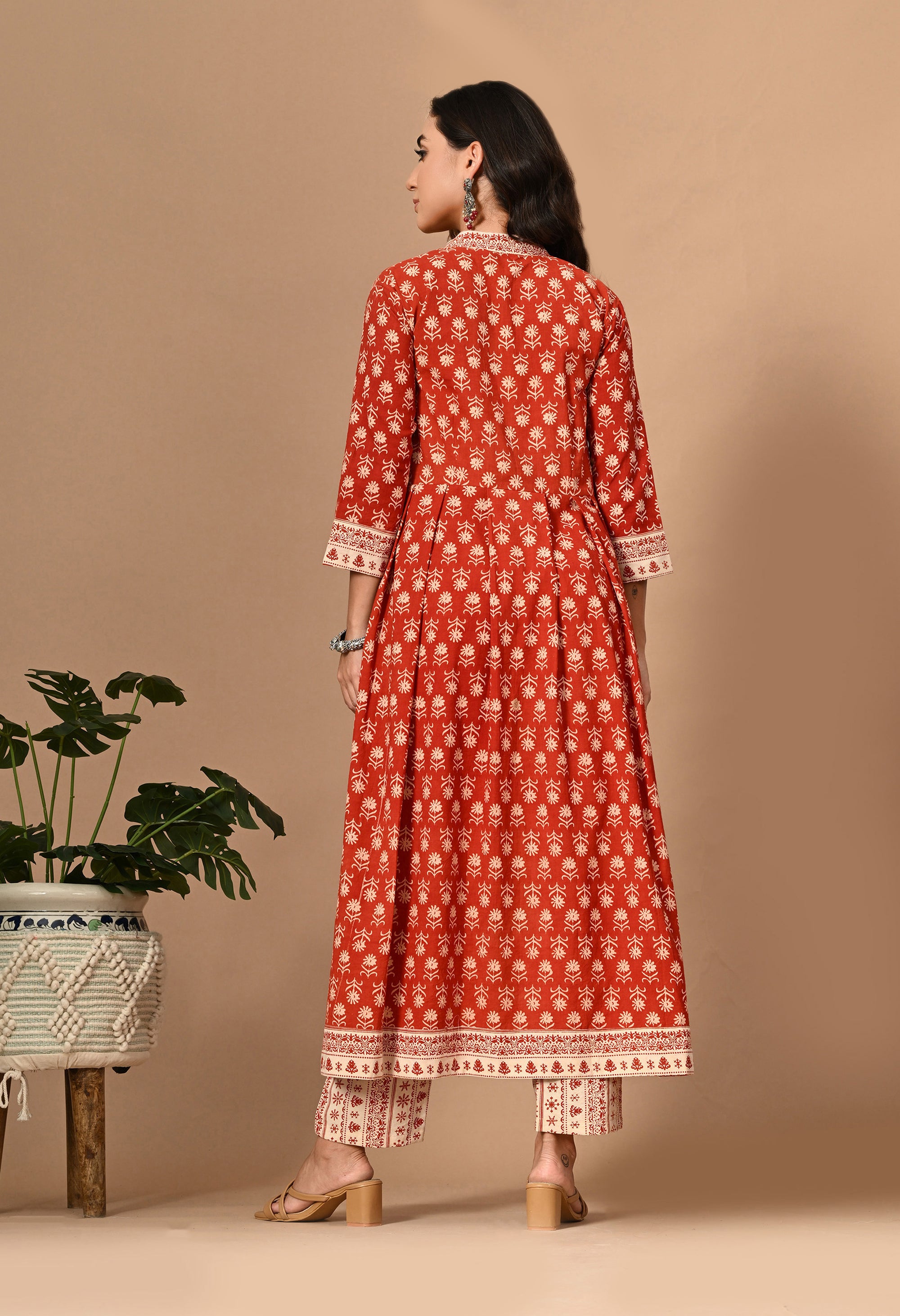 Red Anarkali Kurta Set_6_Trisukh Clothing