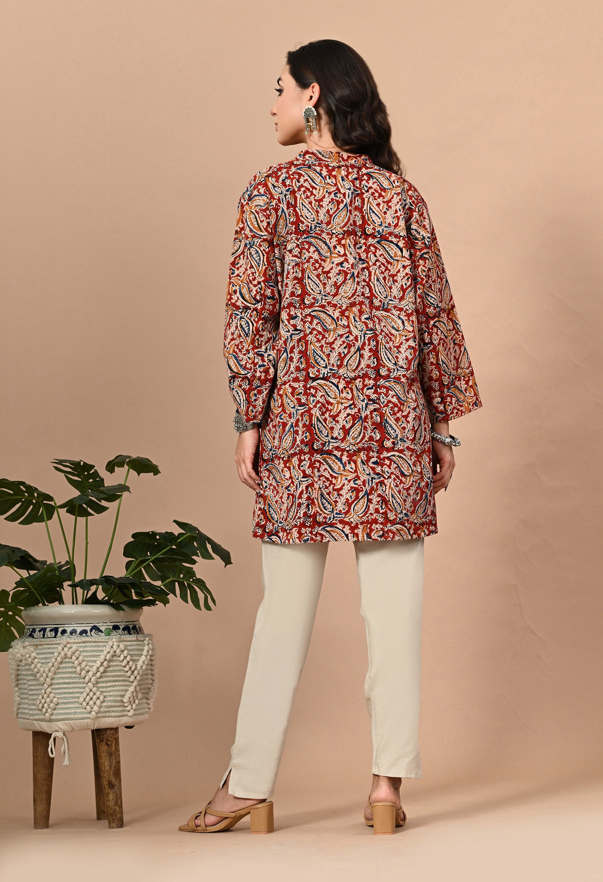 Red Kalamkari Short Kurti_6_Trisukh Clothing