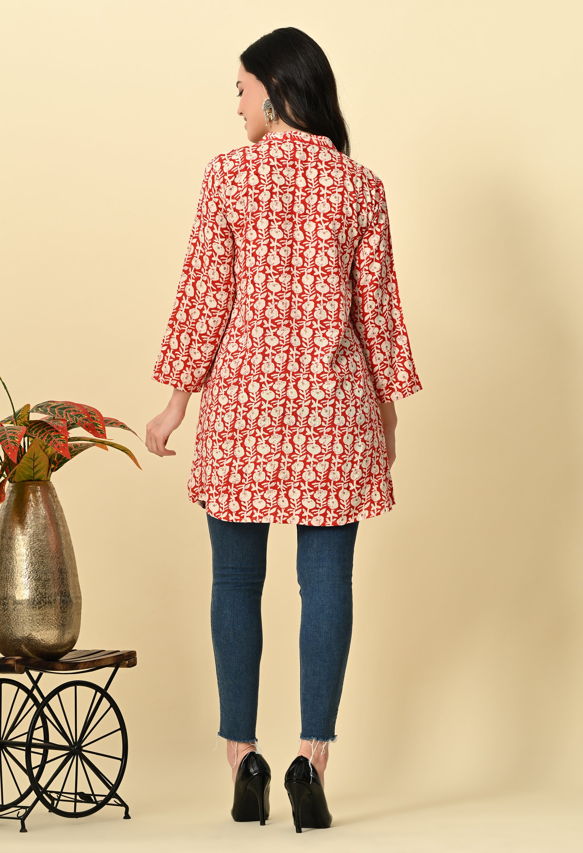 Red Printed Short Kurti_7_Trisukh Clothing