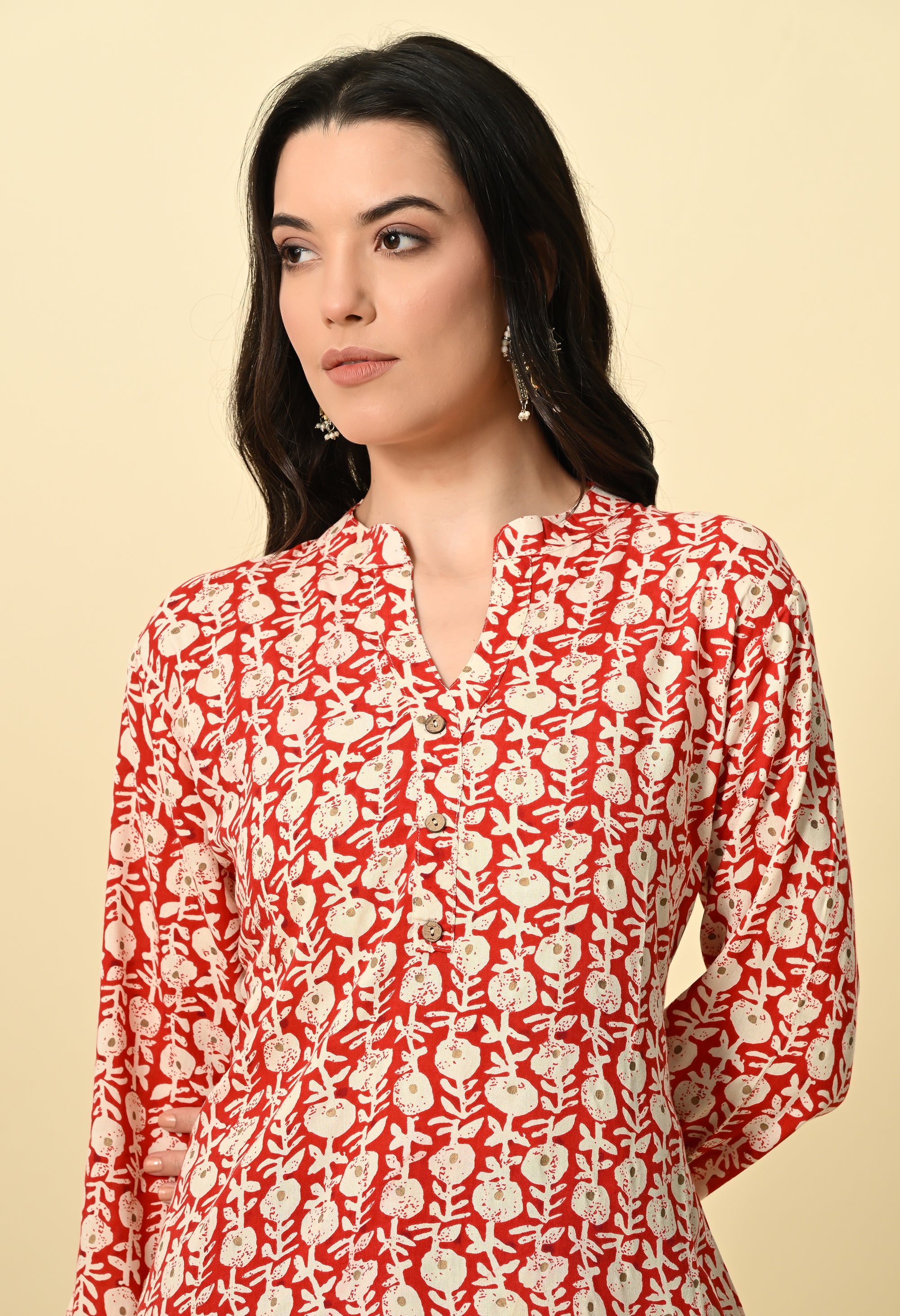 Red Printed Short Kurti_5_Trisukh Clothing