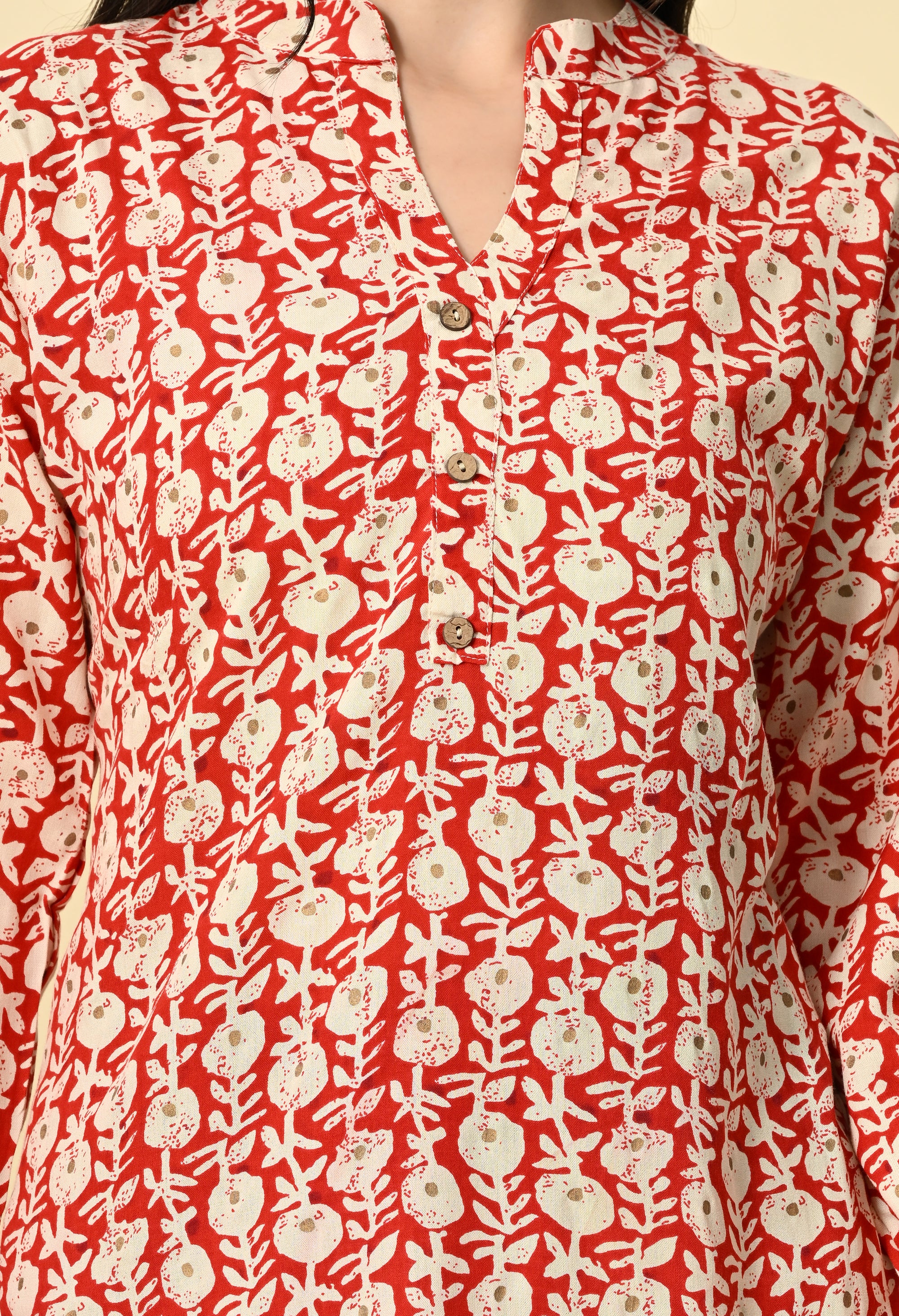 Red Printed Short Kurti_6_Trisukh Clothing