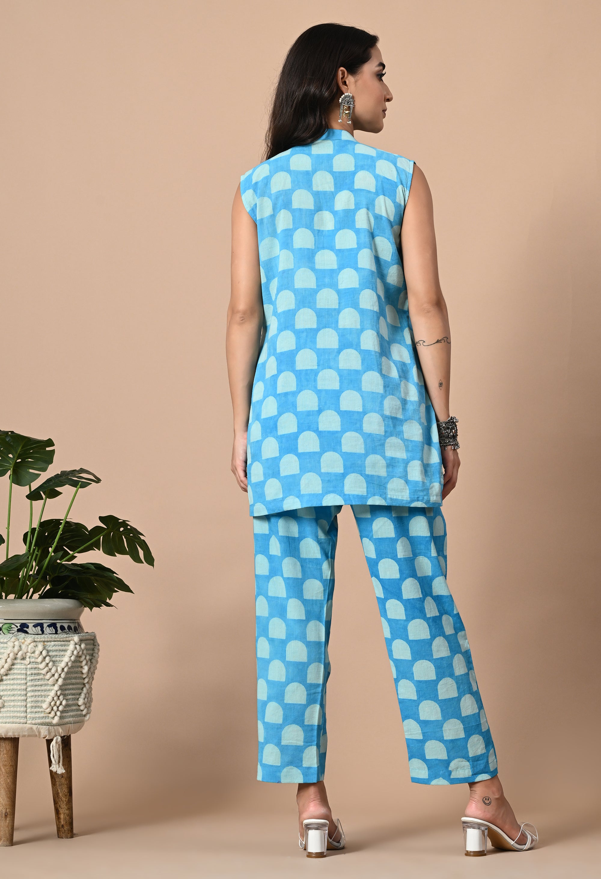 Sky Blue Pleated Kurta Coord_5_Trisukh Clothing 
