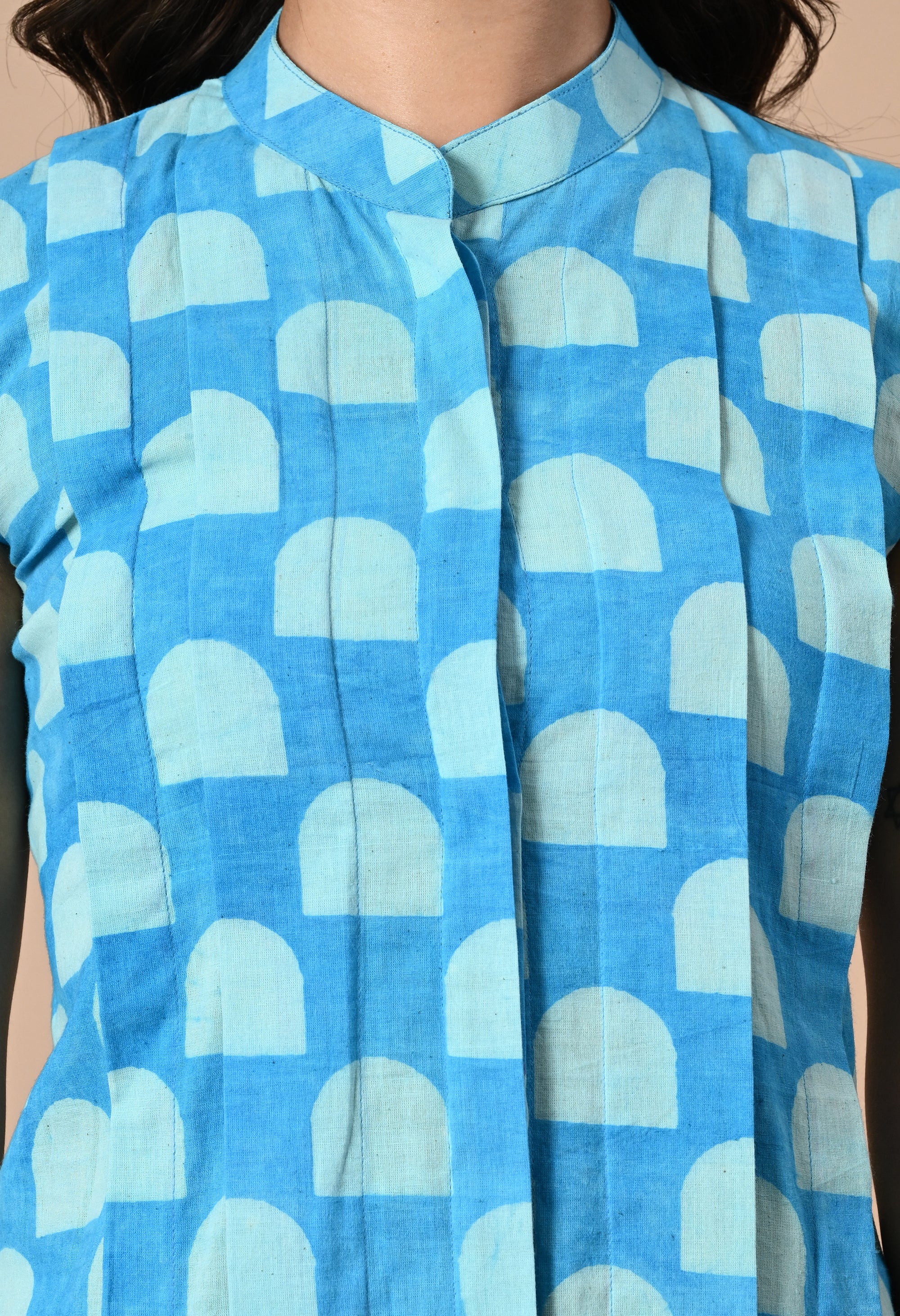 Sky Blue Pleated Kurta Coord_6_Trisukh Clothing