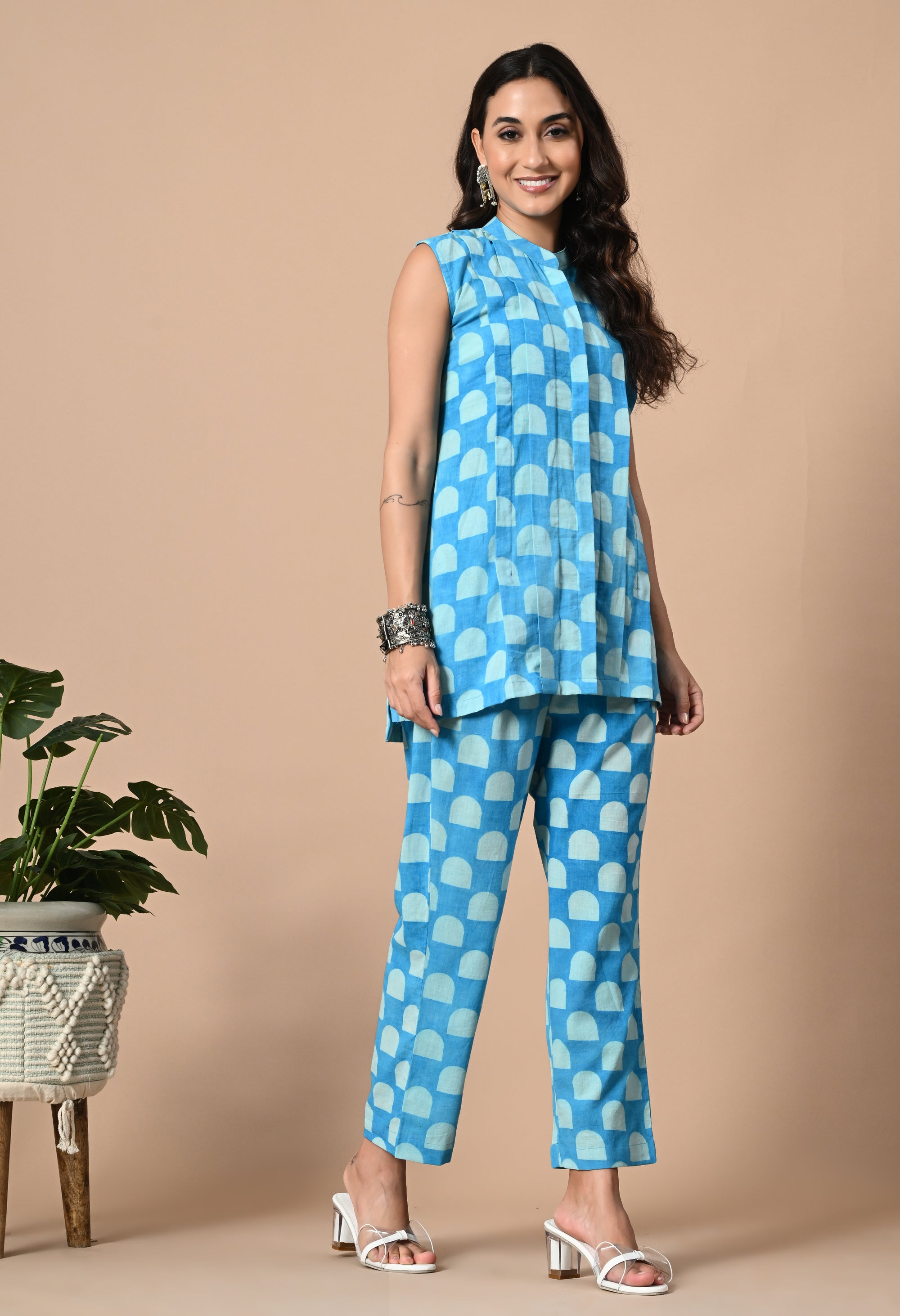 Sky Blue Pleated Kurta Coord_2_Trisukh Clothing 
