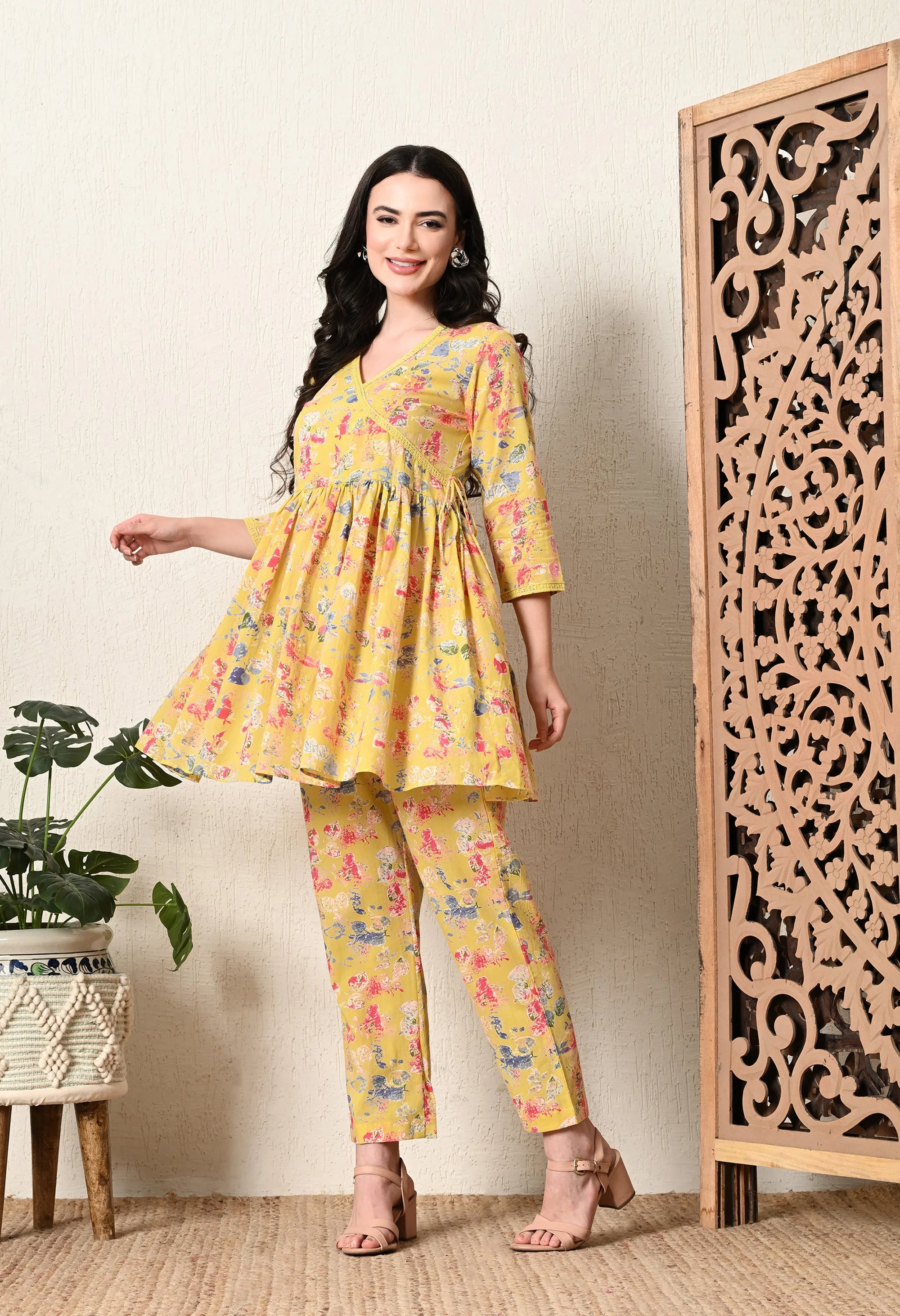 Yellow Angarakha co ord Set_2_Trisukh Clothing 