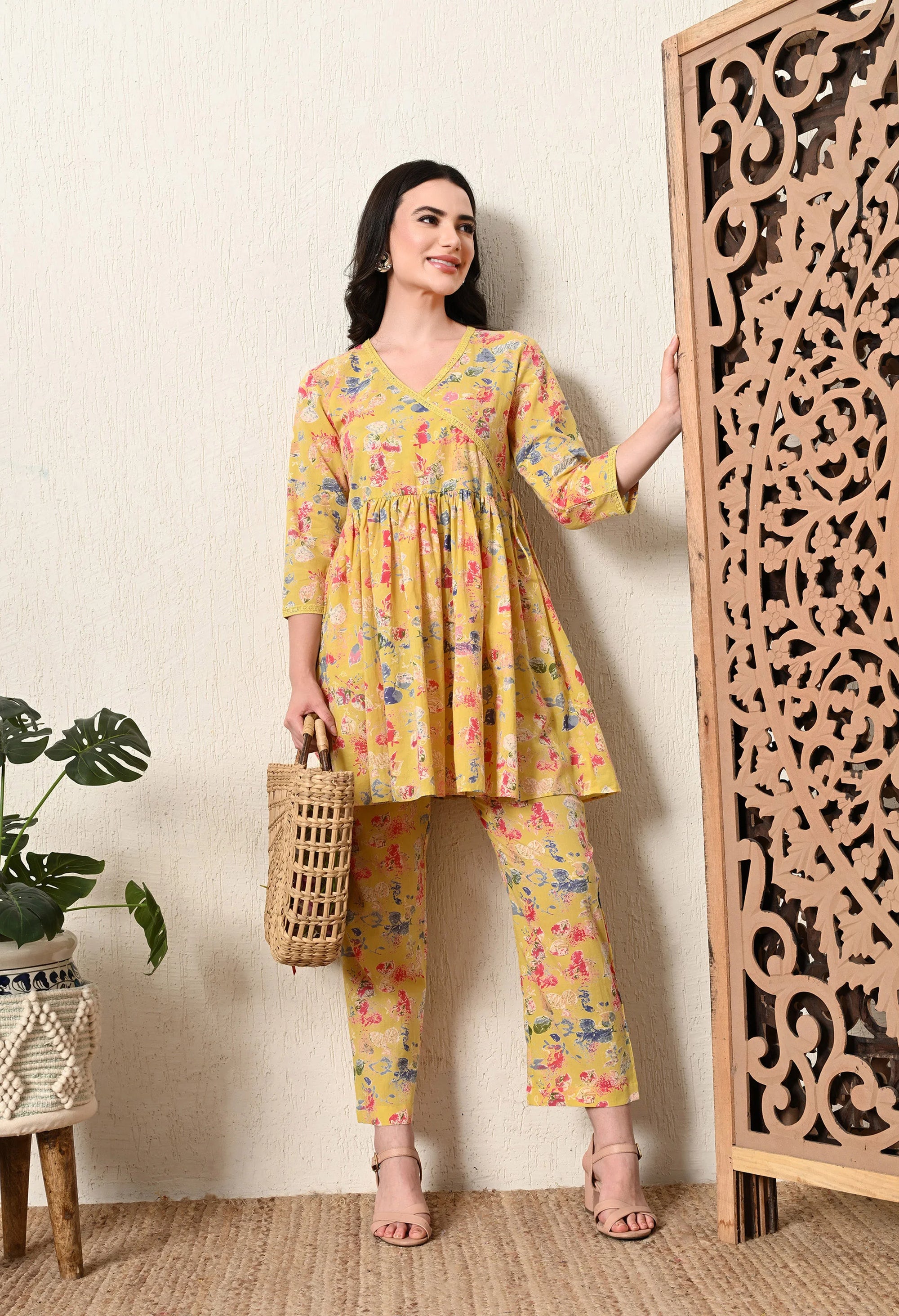 Yellow Angarakha co ord Set_5_Trisukh Clothing 