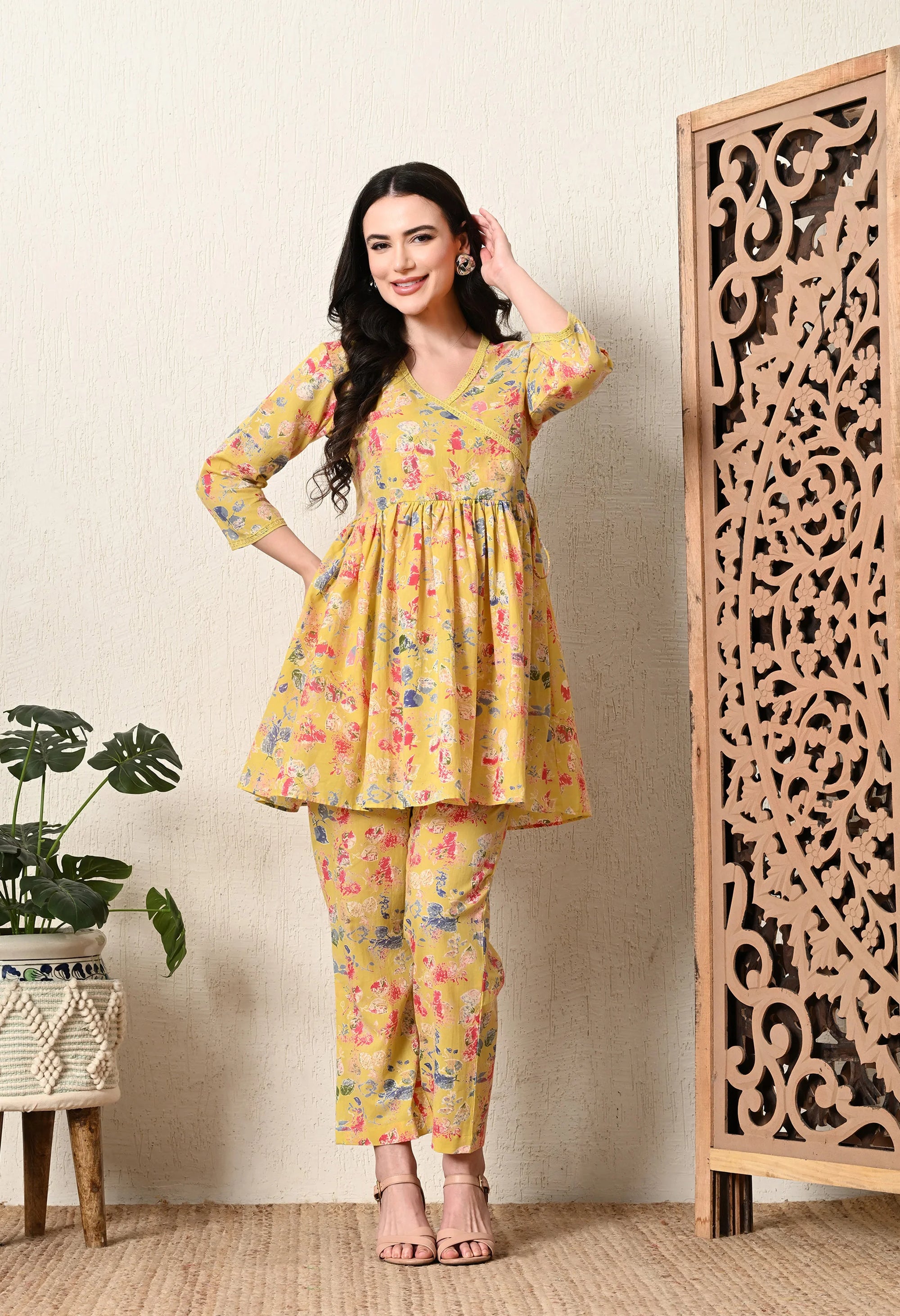 Yellow Angarakha co ord Set_7_Trisukh Clothing 