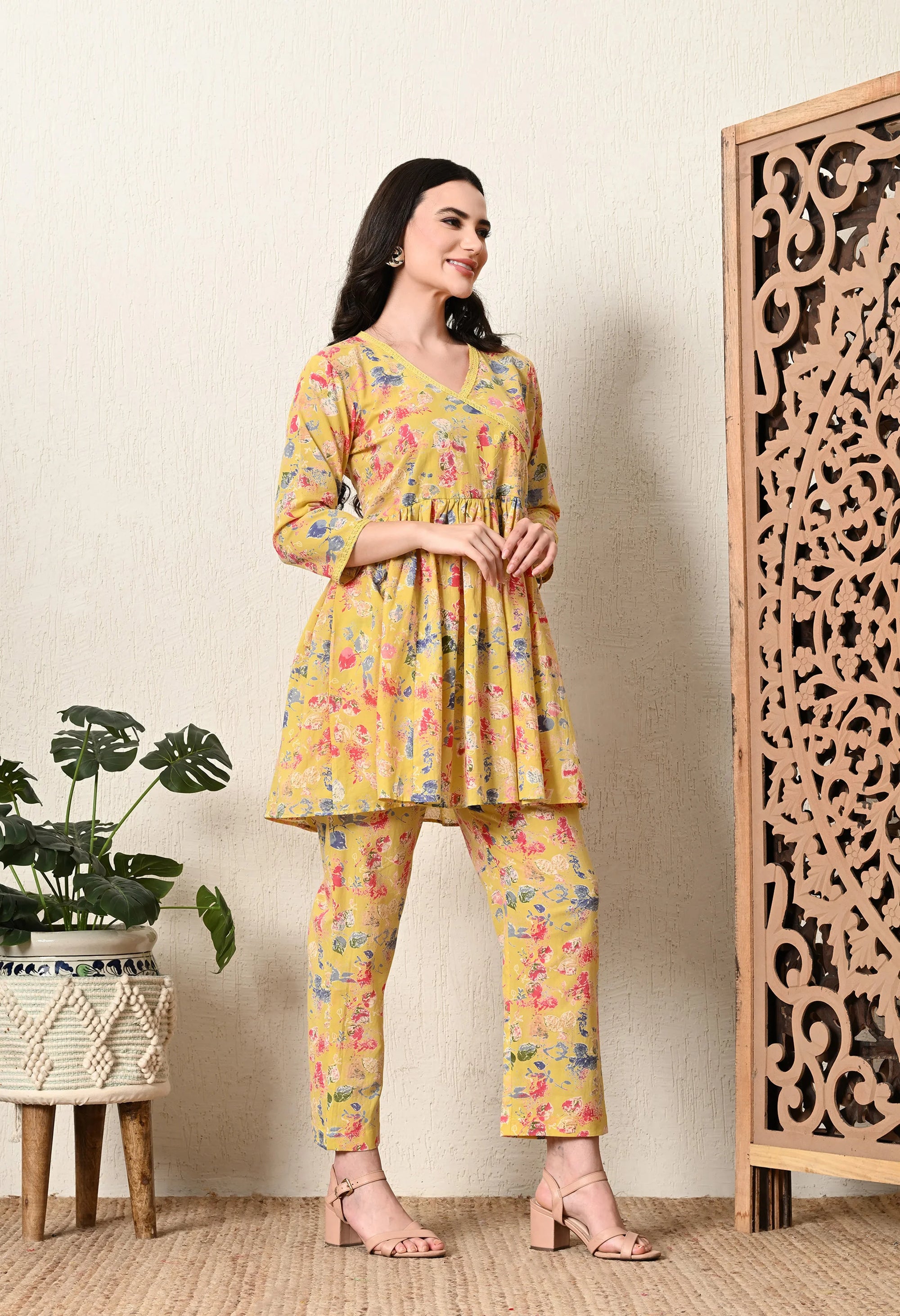 Yellow Angarakha co ord Set_8_Trisukh Clothing 